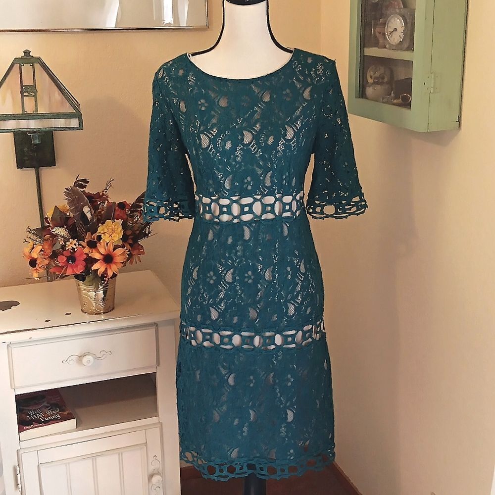Sangria Deep Turquoise Lace Dress